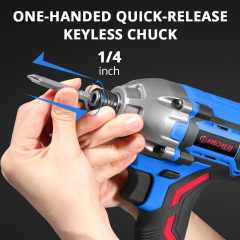 HEHUI 20V Max Brushless Cordless Impact Driver 1/4 Inch 270N.m Compact Handheld Variable Speed Wireless Drivers