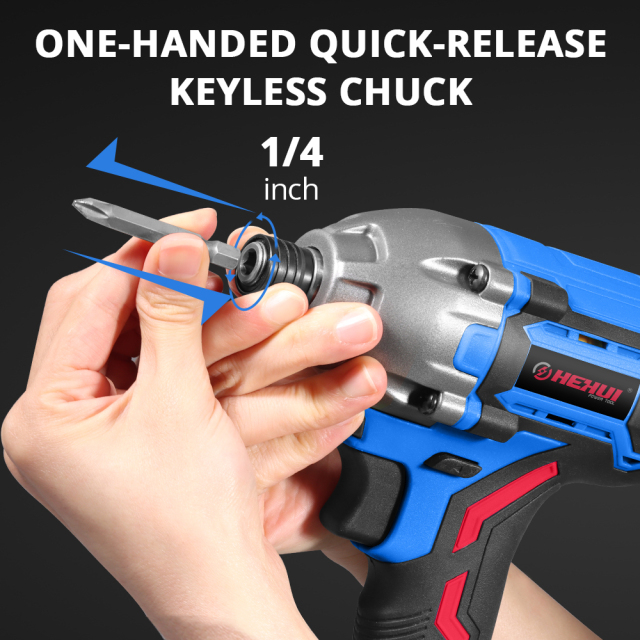 HEHUI 20V Max Brushless Cordless Impact Driver 1/4 Inch 270N.m Compact Handheld Variable Speed Wireless Drivers