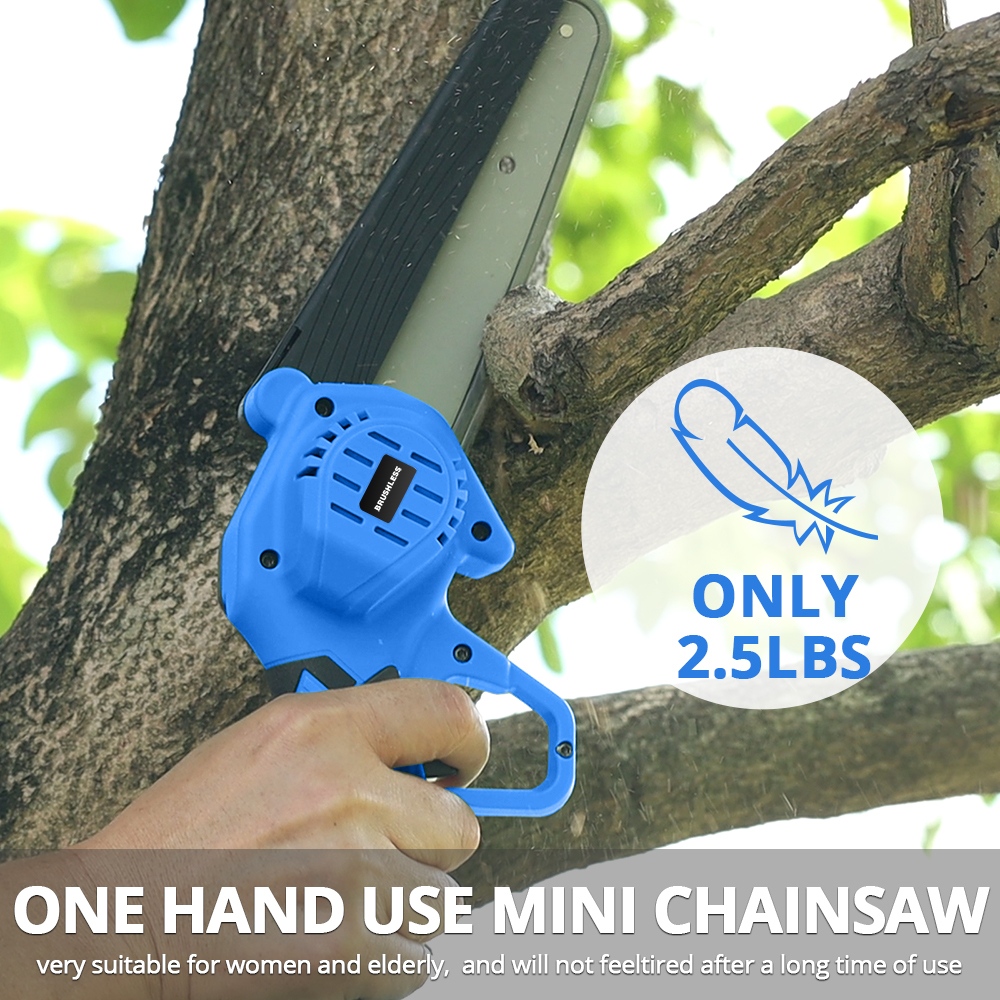 HEHUI 20V Max Brushless Mini Chainsaw 6" Handheld Small Battery Powered Portable Lightweight Chain Saws