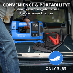 HEHUI 4-in 1 Jump Starter with Air Compressor 1200A Car Battery Booster 150PSI Tire Inflator Portable Power Bank LED Lights