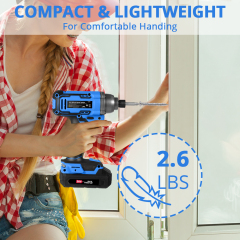 HEHUI Cordless Impact Driver 1/4 Inch Lightweight Handheld 2700 RPM Rechargable Battery Power Drivers