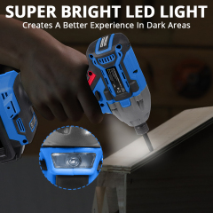 HEHUI 20V Max Brushless Cordless Impact Driver 1/4 Inch 270N.m Compact Handheld Variable Speed Wireless Drivers