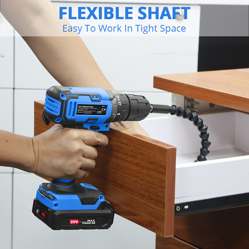 HEHUI 20V Cordless Drill 3/8 inch Keyless Chuck Wireless Compact Lightweight Electric Drills Power Drill Kit
