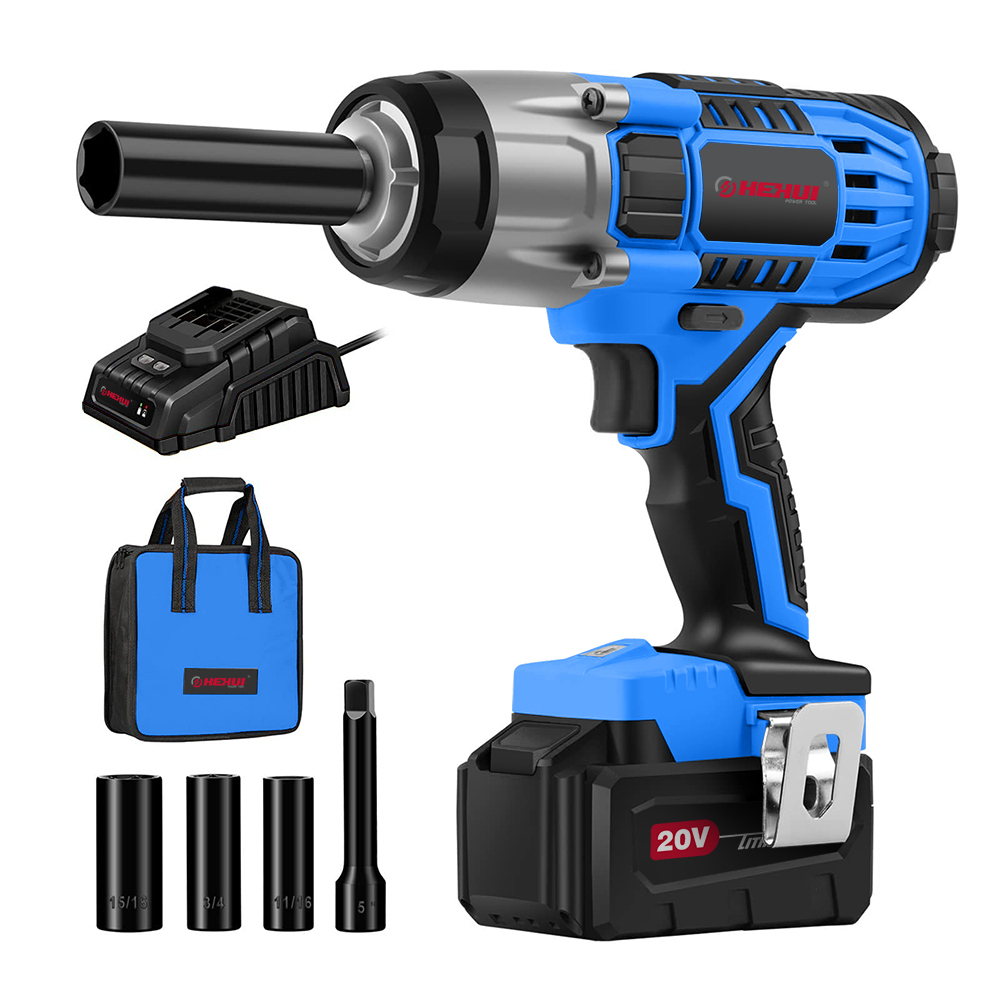 HEHUI 20V Cordless Impact Wrench 1/2inch 500Nm High Torque Car Tire Electric Battery Wrenches with Socket Set