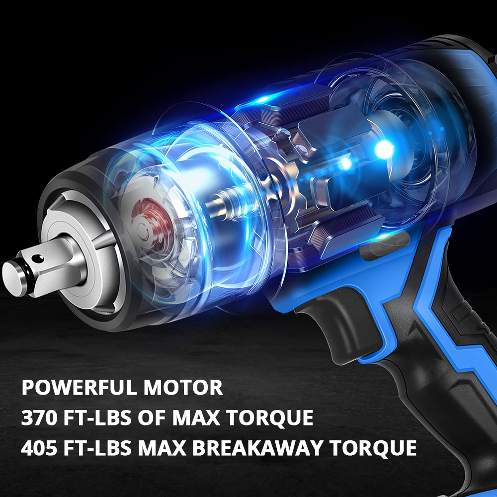HEHUI 20V Cordless Impact Wrench 1/2inch 500Nm High Torque Car Tire Electric Battery Wrenches with Socket Set