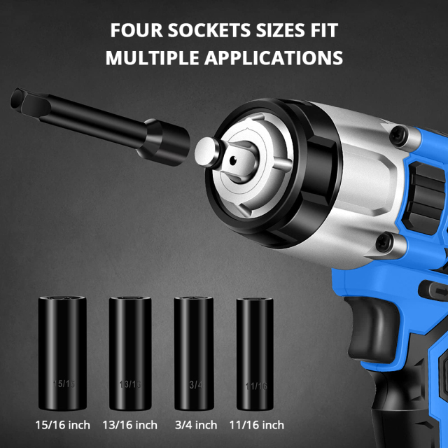 HEHUI 20V Cordless Impact Wrench 1/2inch 500Nm High Torque Car Tire Electric Battery Wrenches with Socket Set