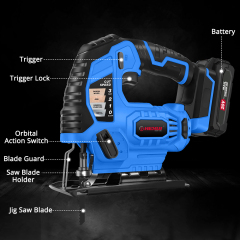 HEHUI 20V Max Cordless Jig Saw Battery Powered Portable Variable Speed Wood Steel Metal Cutting Mini Jigsaw