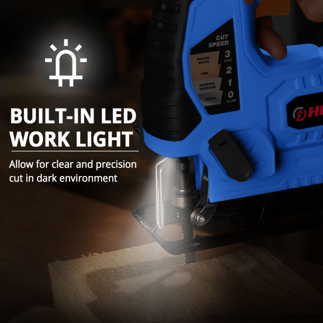 HEHUI 20V Max Cordless Jig Saw Battery Powered Portable Variable Speed Wood Steel Metal Cutting Mini Jigsaw