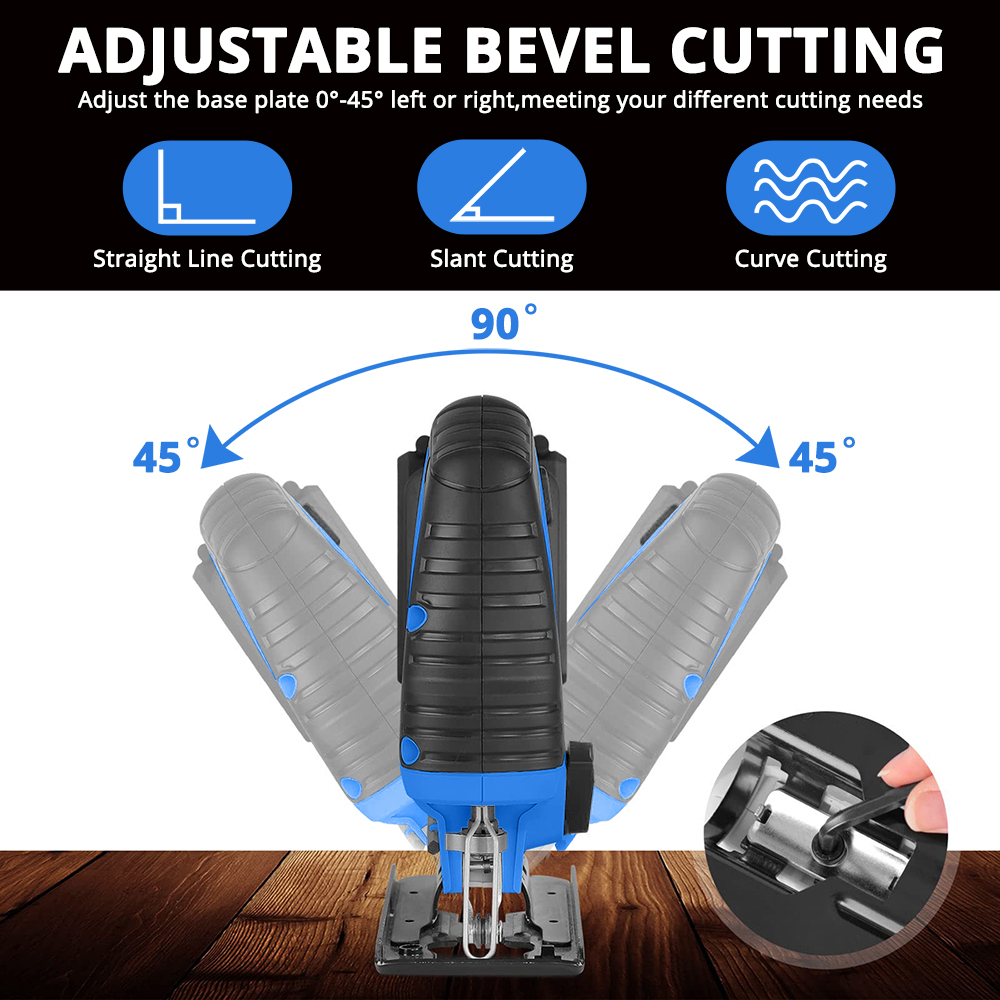 HEHUI 20V Max Cordless Jig Saw Battery Powered Portable Variable Speed Wood Steel Metal Cutting Mini Jigsaw