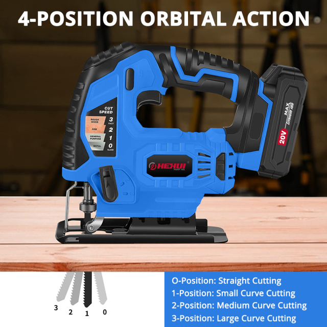 HEHUI 20V Max Cordless Jig Saw Battery Powered Portable Variable Speed Wood Steel Metal Cutting Mini Jigsaw