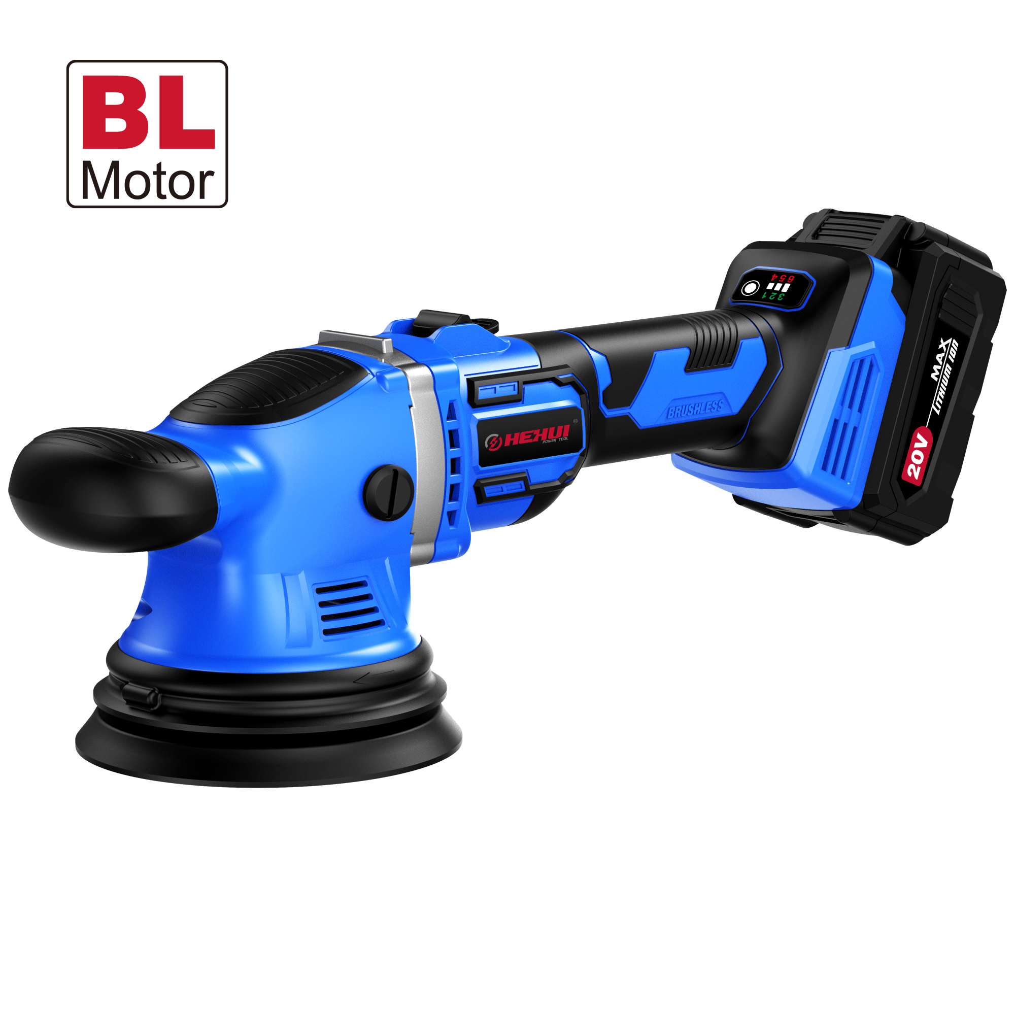 HEHUI 20V Max Brushless Cordless Dual Action Polisher Powerful 3000RPM Battery Polishers Buffer for Car Polishing Tools