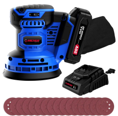 HEHUI 20V Max Cordless Random Orbital Sander 5 Inch Variable Speed 12000 RPM Battery Power Compact Sanders