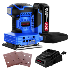 HEHUI 20V Max Cordless Plam Sander 12000 RPM Battery Power Compact 1/4 Sheet Sanders with Dust Bag