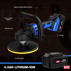 HEHUI 20V Max Brushless Cordless Rotary Polisher 6" Variable Speed 3000RPM Handheld Buffer Waxer for Car Polishing Detailing Waxing