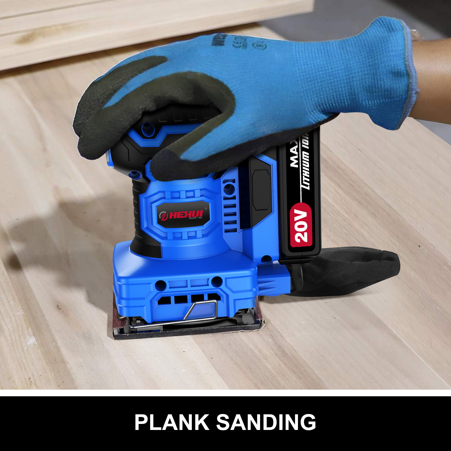 HEHUI 20V Max Cordless Plam Sander 12000 RPM Battery Power Compact 1/4 Sheet Sanders with Dust Bag