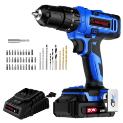 HEHUI 20V Cordless Drill 3/8 inch Compact Lightweight Wireless Battery Powered Power Drills Tools