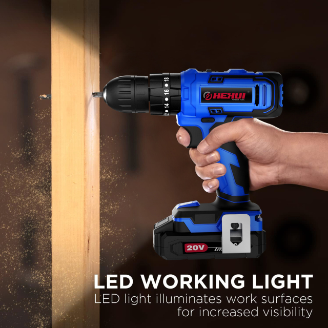 HEHUI 20V Brushless Cordless Drill 1/2" Battery Powered 50Nm Wireless Hammer Drills Driver