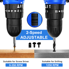 HEHUI 20V Brushless Cordless Drill 1/2" Battery Powered 50Nm Wireless Hammer Drills Driver