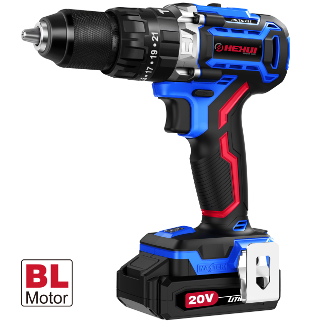 HEHUI 20V Brushless Cordless Drill 1/2" Wireless Handheld Portable Battery Power Hammer Electric Drills