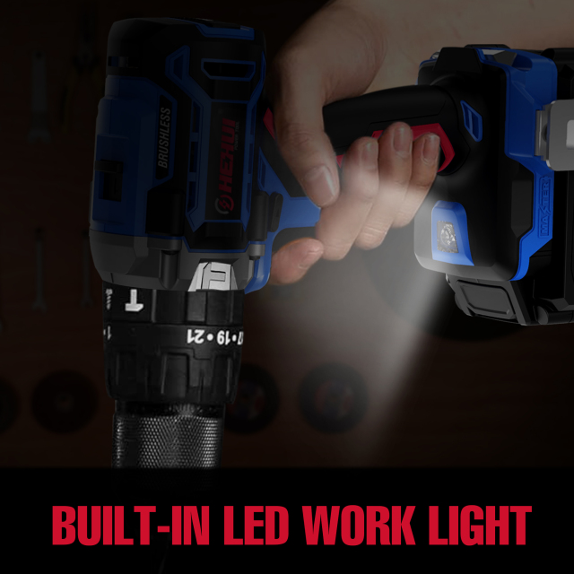 HEHUI 20V Brushless Cordless Drill 1/2" Wireless Handheld Portable Battery Power Hammer Electric Drills