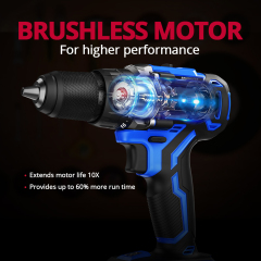 HEHUI 20V Brushless Cordless Drill 1/2 Inch Compact Wireless Handheld Portable Battery Power Hammer Drills Driver