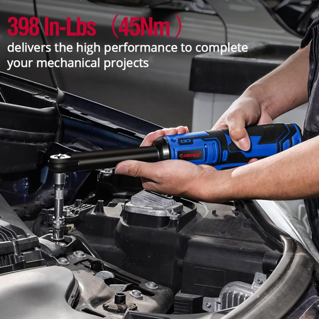 HEHUI 12V Extended Reach Cordless Ratchet Wrench 3/8" 45Nm Mini Battery Power Adjustable Wrenches Flex Head
