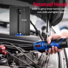 HEHUI 12V Extended Reach Cordless Ratchet Wrench 3/8" 45Nm Mini Battery Power Adjustable Wrenches Flex Head
