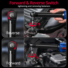 HEHUI 12V Extended Reach Cordless Ratchet Wrench 3/8" 45Nm Mini Battery Power Adjustable Wrenches Flex Head