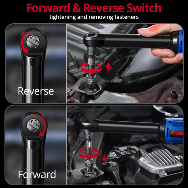 HEHUI 12V Extended Reach Cordless Ratchet Wrench 3/8" 45Nm Mini Battery Power Adjustable Wrenches Flex Head