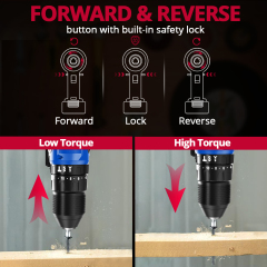 HEHUI 20V Brushless Cordless Drill 3/8" Compact Lightweight Wireless Handheld Battery Power Hammer Drills Driver