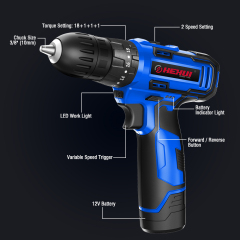 HEHUI 8V Cordless Drill 3/8" Compact Keyless Portable Lightweight Wireless Electric Battery Power Drills Driver