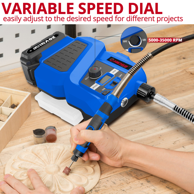 HEHUI 20V Stationary Cordless Rotary Tool Set Flex Shaft Variable Speed with LCD Display Cutting Polishing Tools Kits