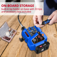 HEHUI 20V Stationary Cordless Rotary Tool Set Flex Shaft Variable Speed with LCD Display Cutting Polishing Tools Kits