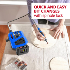 HEHUI 20V Stationary Cordless Rotary Tool Set Flex Shaft Variable Speed with LCD Display Cutting Polishing Tools Kits