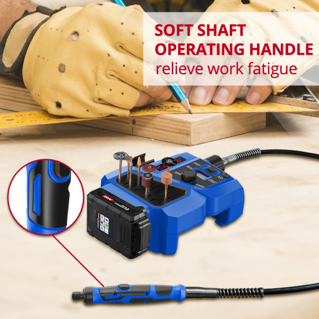 HEHUI 20V Stationary Cordless Rotary Tool Set Flex Shaft Variable Speed with LCD Display Cutting Polishing Tools Kits