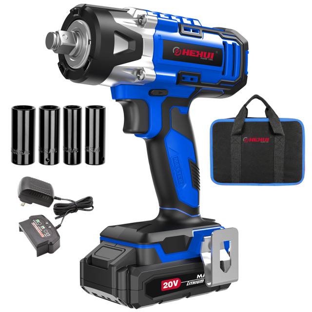 HEHUI Cordless Impact Wrench 1/2 inch (13mm) 20V Battery Power 210Nm Variable Speed Electric Impact Wrenches