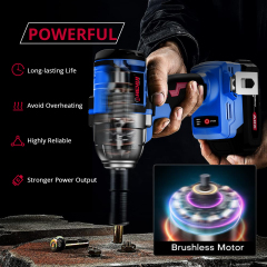 HEHUI 20V Brushless Cordless Impact Wrench 1/2-inch Variable Speed 500Nm Square Head Lug Nuts Electric Wrenches