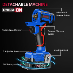 HEHUI 20V Brushless Interchangeable Power Tool Variable Speed up to 24000 RPM Battery Powered Angle grinder