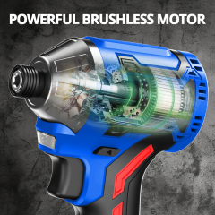 HEHUI 20V Brushless Cordless Impact Driver 1/4" High Torque 200N.m Compact Handheld Variable Speed Electric Drivers