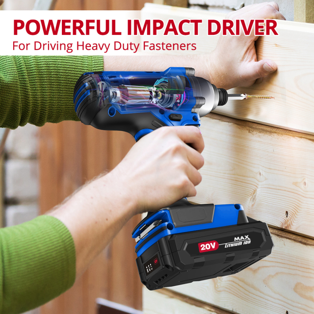 HEHUI Cordless Impact Driver 1/4" Compact Handheld Battery Variable Speed Wireless Power Drivers