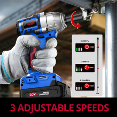 HEHUI 20V Brushless Cordless Impact Wrench 1/2-inch Variable Speed 500Nm Square Head Lug Nuts Electric Wrenches