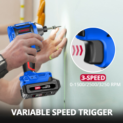 HEHUI 20V Brushless Cordless Impact Driver 1/4" High Torque 200N.m Compact Handheld Variable Speed Electric Drivers