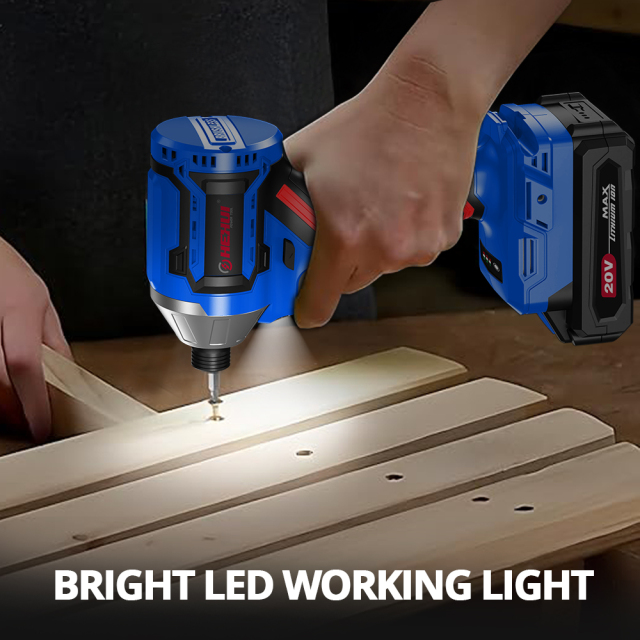 HEHUI 20V Brushless Cordless Impact Driver 1/4" High Torque 200N.m Compact Handheld Variable Speed Electric Drivers