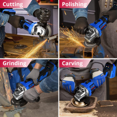 HEHUI Brushless Angle Grinder Tool 4-1/2" Battery Powered Handheld Grinders Variable Speed 3000~8500RPM