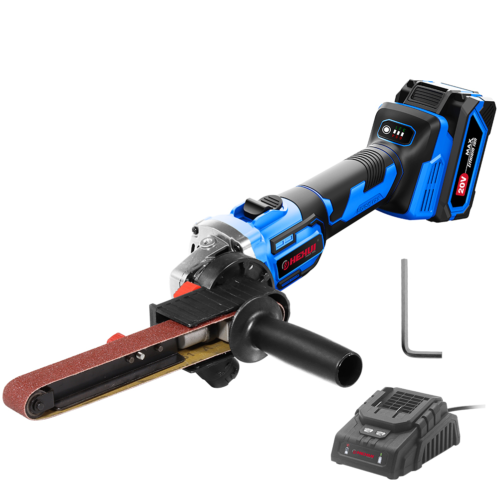 HEHUI Brushless Cordless Belt Sander 20V Battery Powered Handheld Power Detail Sanding Machine Tools
