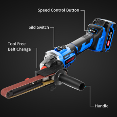 HEHUI Brushless Cordless Belt Sander 20V Battery Powered Handheld Power Detail Sanding Machine Tools