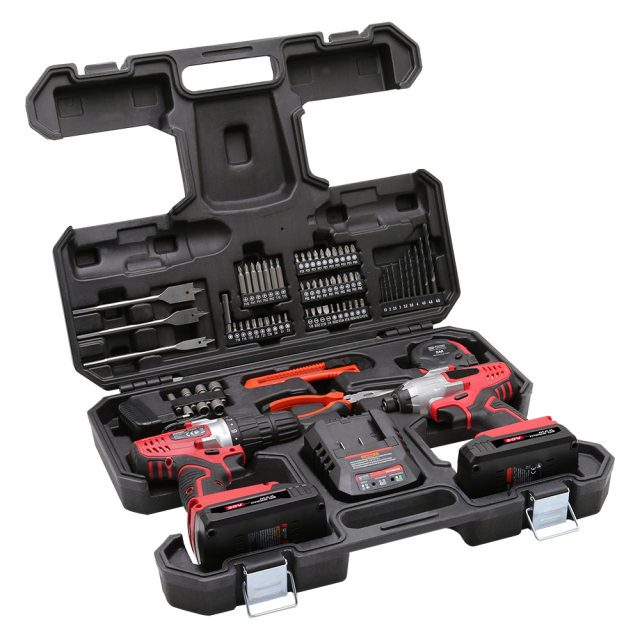 HEHUI 20V Cordless Project Kit 72PC Battery Drill Impact Driver Pliers Drill Bits Sockets Power Tools Kit with Bag