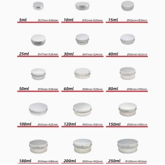 Aluminum cream jar, 5ml 10ml 15ml 20ml 30ml 40ml 50ml 60ml 80ml 100ml 120ml 150ml 180ml 200ml 250ml in stock.  face cream bottle, face cream jar wholesale.