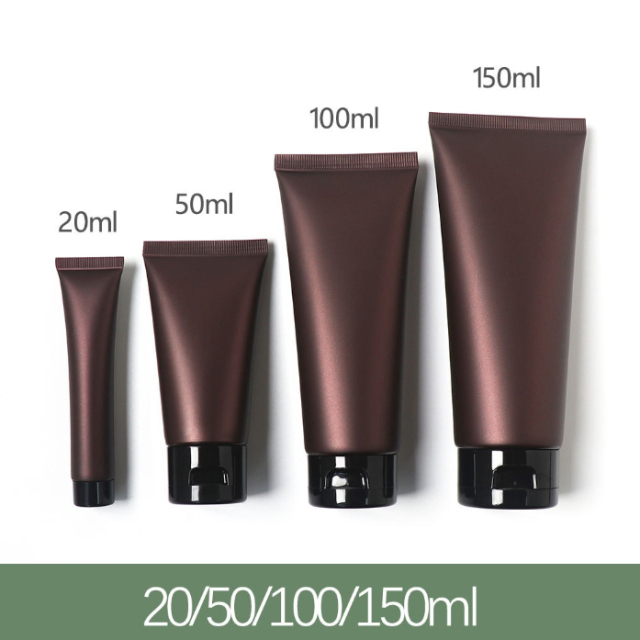 [In stock]20/50/100/150g/ml brown frosted cosmetic hose plastic bottle，hot sale