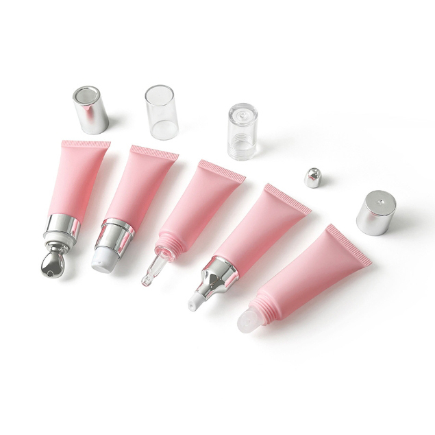 [In stock]10ml/g pink frosted cosmetic plastic hose, roller ball empty bottle,hot selling product